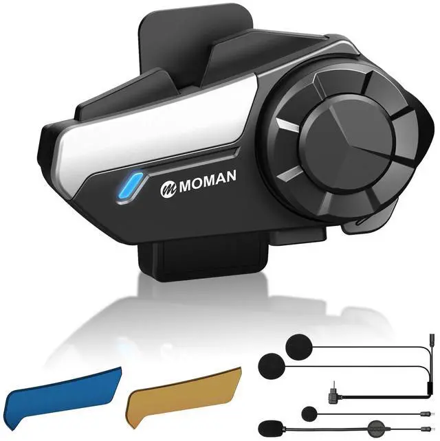 Main image of Moman Motorcycle Intercom, H2SH2PRO Upgrade Motorbike Helmet Speaker 2-Way 1000M Communication Headset with Triple Noise Cancellation/Audio Multitasking/Hi-Fi/Music Sharing/FM/AI Voice, 1 Pack