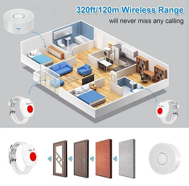 Alt view image 5 of 7 - WiFi Caregiver Pager Call Button Wireless Nurse Alert Call Bell Emergency Alert Pager at Home for Elderly Patients