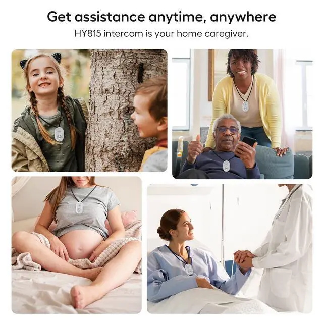 Alt view image 6 of 7 - Hosmart Intercoms Wireless for Home, 2024 New Rechargeable Full Duplex Caregiver Pager for Elderly Senior, Two-Way Real-time Talk, Portable Personal Alert, Call/Monitor Button for Home Safety