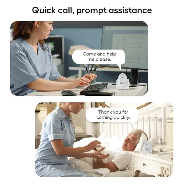 Alt view image 5 of 7 - Hosmart Intercoms Wireless for Home, 2024 New Rechargeable Full Duplex Caregiver Pager for Elderly Senior, Two-Way Real-time Talk, Portable Personal Alert, Call/Monitor Button for Home Safety