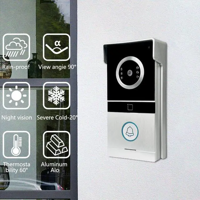 Alt view image 5 of 7 - Xavhal Doorbell Camera with Monitor Kits, Wired Video Intercom System with 4.3 Inches Clear LCD Monitor IR Night Vision Outdoor Camera, Doorphone Telephone Style for Villa Home Office Apartment