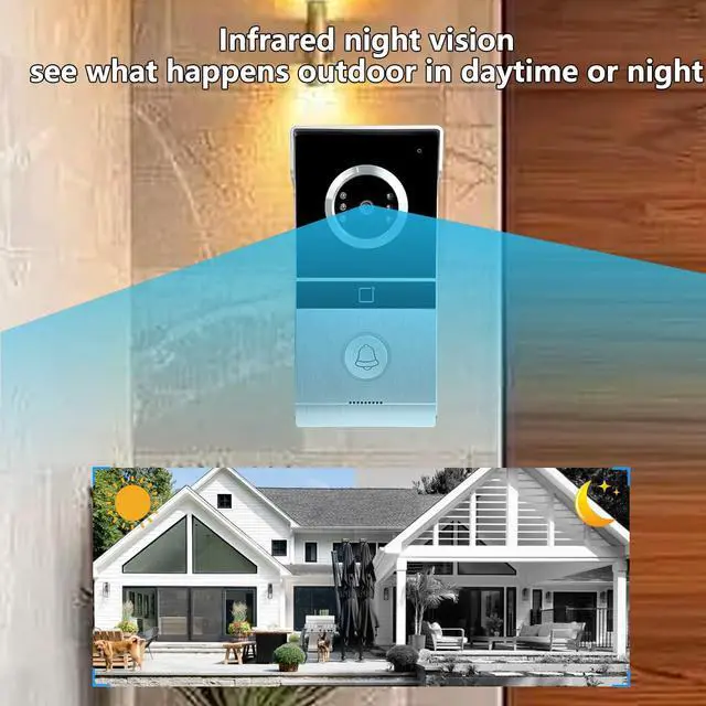 Alt view image 6 of 7 - Xavhal Doorbell Camera with Monitor Kits, Wired Video Intercom System with 4.3 Inches Clear LCD Monitor IR Night Vision Outdoor Camera, Doorphone Telephone Style for Villa Home Office Apartment