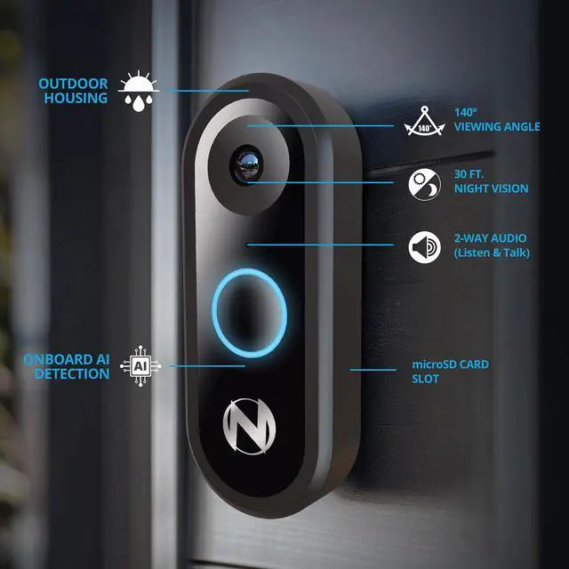 Alt view image 7 of 7 - Night Owl 1080p Video Doorbell with Mount (Doorbell only)