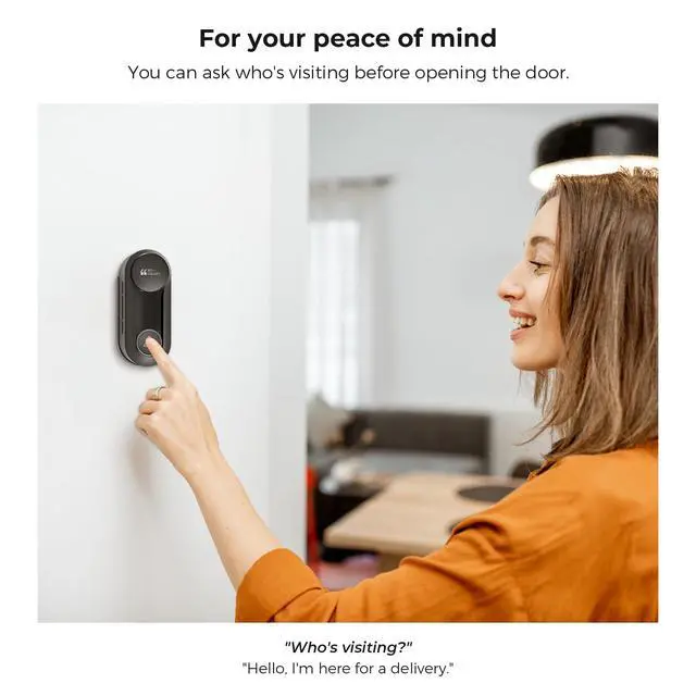 Alt view image 3 of 7 - Wireless Doorbell, Hosmart UltraBell Wireless Intercom Doorbell System, Battery Operated DoorBell, Full Duplex Audio Doorbell Waterproof with 8 Doorbell Chime 1200Ft Range for Home Business Elderly