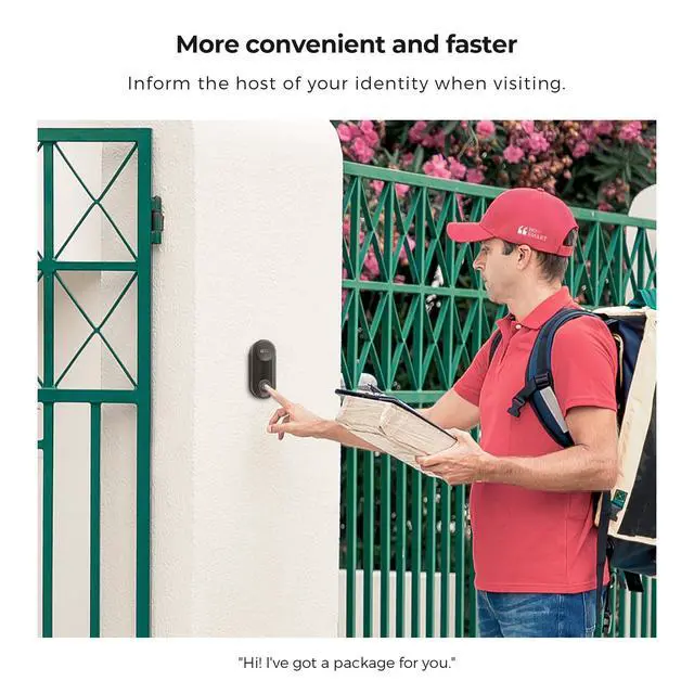 Alt view image 4 of 7 - Wireless Doorbell, Hosmart UltraBell Wireless Intercom Doorbell System, Battery Operated DoorBell, Full Duplex Audio Doorbell Waterproof with 8 Doorbell Chime 1200Ft Range for Home Business Elderly