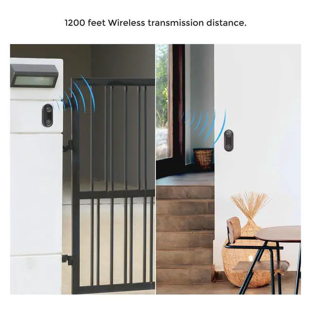 Alt view image 6 of 7 - Wireless Doorbell, Hosmart UltraBell Wireless Intercom Doorbell System, Battery Operated DoorBell, Full Duplex Audio Doorbell Waterproof with 8 Doorbell Chime 1200Ft Range for Home Business Elderly