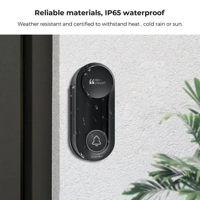 Alt view image 7 of 7 - Wireless Doorbell, Hosmart UltraBell Wireless Intercom Doorbell System, Battery Operated DoorBell, Full Duplex Audio Doorbell Waterproof with 8 Doorbell Chime 1200Ft Range for Home Business Elderly