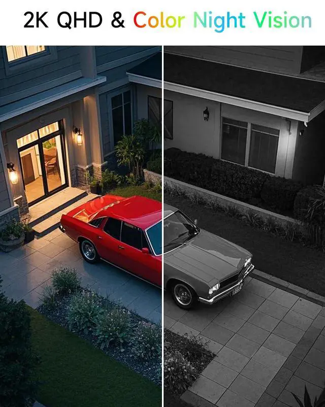 Alt view image 4 of 7 - ELECCTV 2.4&5G Solar Security Cameras Wireless Outdoor,2K QHD Home Security System, Solar Cameras Kit with 130° Ultra-Wide View, 2-Way Talk, IP65,Color Night Vision, Spotlight & Siren (1, Black)