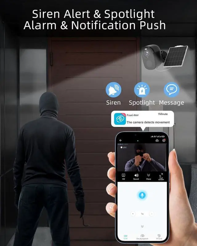 Alt view image 5 of 7 - ELECCTV 2.4&5G Solar Security Cameras Wireless Outdoor,2K QHD Home Security System, Solar Cameras Kit with 130° Ultra-Wide View, 2-Way Talk, IP65,Color Night Vision, Spotlight & Siren (1, Black)