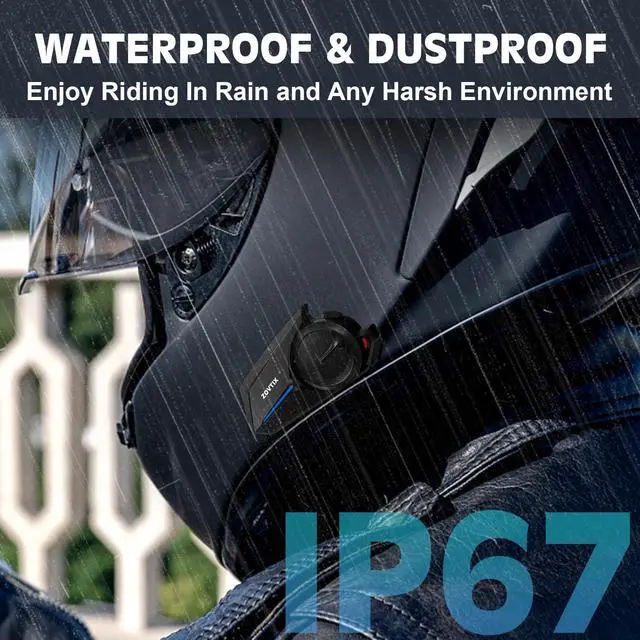 Alt view image 6 of 6 - ZOVTIX Motorcycle Helmet Headset 2 Riders 500M Helmet Communication System S2 Intercom Headset with DSP&CVC Noise Cancellation/HiFi Sound/IP67/Wake up Siri-S2-Black-1 PC