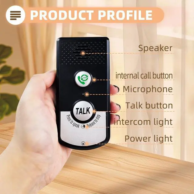 Alt view image 2 of 7 - 2 Way Voice Intercom System, Indoor/Outdoor Voice Intercom, Intercomunicador for Home Office, 2 Way Communication, Caregiver Pager, Calling System for Patients, Seniors(Black)