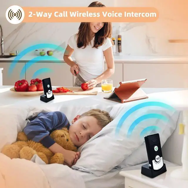 Alt view image 6 of 7 - 2 Way Voice Intercom System, Indoor/Outdoor Voice Intercom, Intercomunicador for Home Office, 2 Way Communication, Caregiver Pager, Calling System for Patients, Seniors(Black)