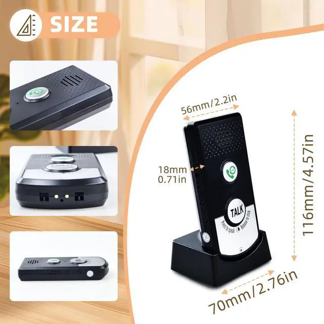 Alt view image 4 of 7 - 2 Way Voice Intercom System, Indoor/Outdoor Voice Intercom, Intercomunicador for Home Office, 2 Way Communication, Caregiver Pager, Calling System for Patients, Seniors(Black)