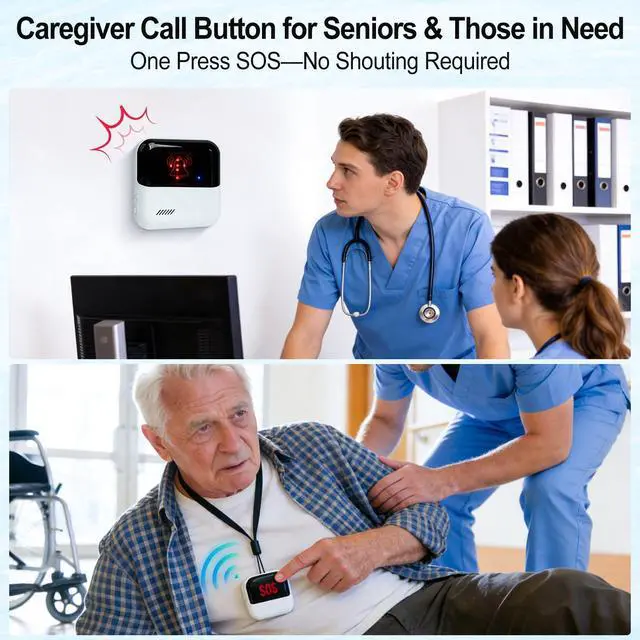 Alt view image 6 of 7 - eMylo WiFi Caregiver Pager Call Buttons with Medical Emergency Life Alarm System for Elderly at Home, App Alerts, No Monthly Fee, 2 SOS Panic Buttons + 1 Receiver for Patient Seniors Disabled 426Ft