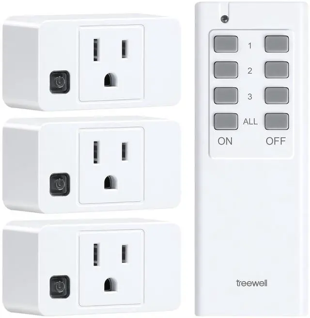 Main image of Remote Control Outlet, 200FT Long Range Wireless Light Switch, Mini Electrical Outlet Plug, 15A/1875W High-Power Switch for Lights, Fans, Household Appliances, FCC & ETL Listed (3 Outlets + 1 Remote)