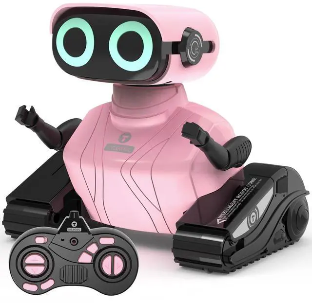 Main image of GILOBABY Remote Control Robot Toy for Kids 3-5 Years, Flashing LED Eyes, Dancing and Flexible Moves, Auto Demo Mode, Gift for Girls (Pink)