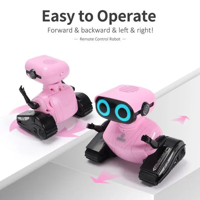 Alt view image 4 of 7 - GILOBABY Remote Control Robot Toy for Kids 3-5 Years, Flashing LED Eyes, Dancing and Flexible Moves, Auto Demo Mode, Gift for Girls (Pink)