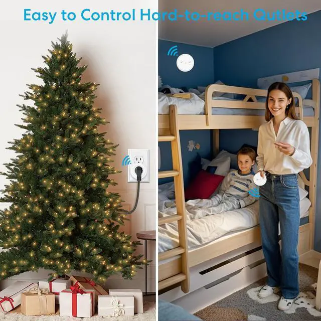 Alt view image 2 of 7 - LoraTap Mini Remote Control Outlet Plug Adapter with 2 Remotes, 656ft Range Wireless Light Switch for Household Appliances, No Hub Required, 10A/1100W, White, 2 Years Warranty (2 Remotes + 1 Outlet)