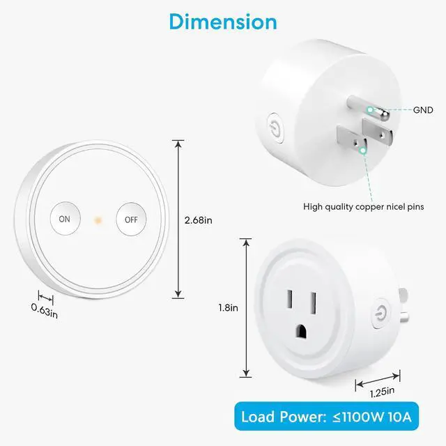Alt view image 7 of 7 - LoraTap Mini Remote Control Outlet Plug Adapter with 2 Remotes, 656ft Range Wireless Light Switch for Household Appliances, No Hub Required, 10A/1100W, White, 2 Years Warranty (2 Remotes + 1 Outlet)