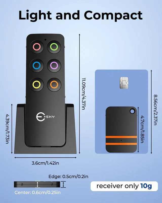 Alt view image 2 of 7 - Esky Key Finder Locator with Sound, Stick-on TV Remote Control Finder, Item Locator Tags with 85dB Noise Sound 6 Receivers, Wallet Tracker Key Finders for Finding Keys, Remote Gift Idea