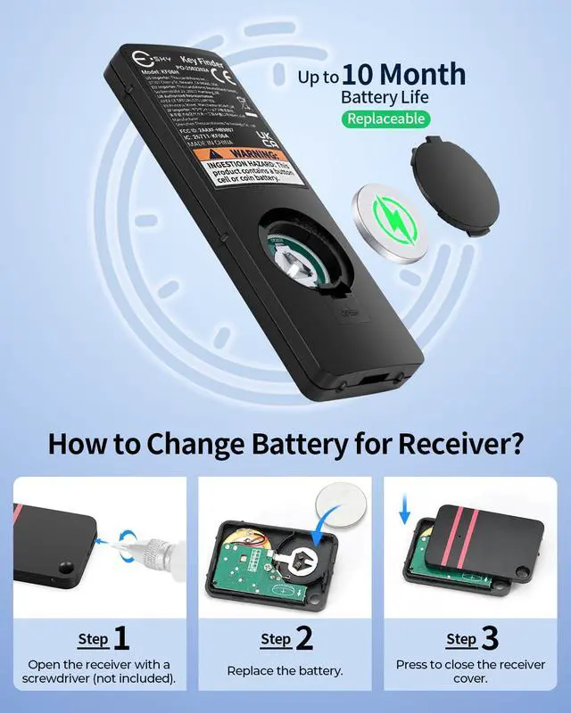 Alt view image 4 of 7 - Esky Key Finder Locator with Sound, Stick-on TV Remote Control Finder, Item Locator Tags with 85dB Noise Sound 6 Receivers, Wallet Tracker Key Finders for Finding Keys, Remote Gift Idea