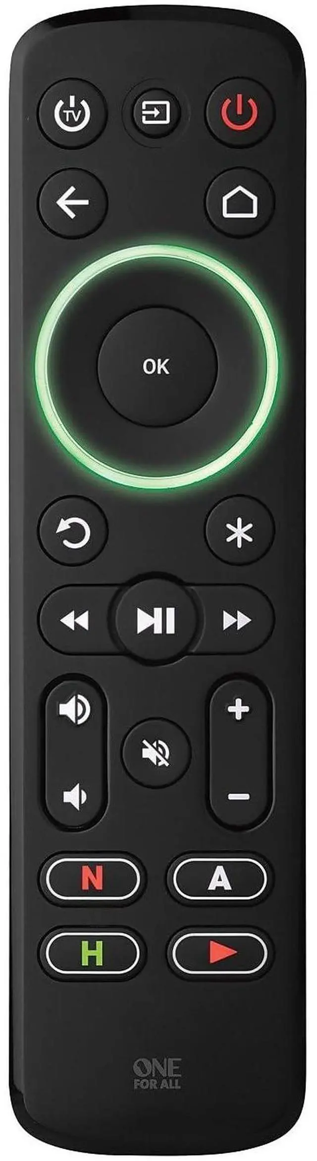 Alt view image 3 of 7 - One For All Streamer Remote (New, in Retail Packaging) Controls up to 3 Devices - (IR) - Control Your Streamer Box, TV and Sound bar Learning Feature - Backlit Keys - Black URC7935