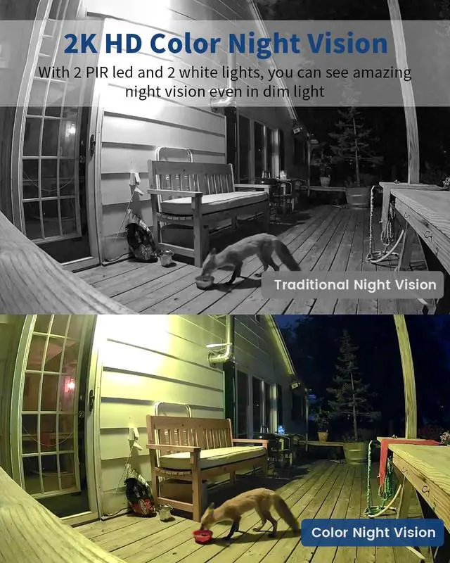 Alt view image 3 of 7 - Security Cameras Wireless Outdoor, Battery Powered 2k Color Night Vision, AI Motion Detection Spotlight Siren, IP66 Weatherproof, 2-Way Talk, SD/Cloud Storage, 2.4Ghz WiFi Cameras for Home Security