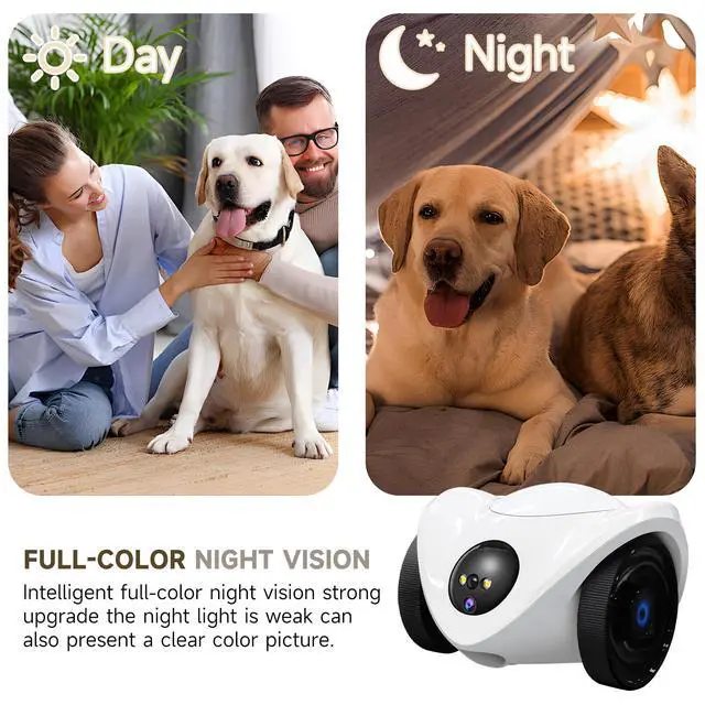 Alt view image 6 of 7 - Pet Camera Treat Dispenser, Movable Pet Robot Cam with Phone App, 1080P Indoor Security Camera for Dog/Cat/Home Monitoring+32G SD Card, 2-Way Talk, Night Vision, Motion Detection (2.4GHz WIFI Only)