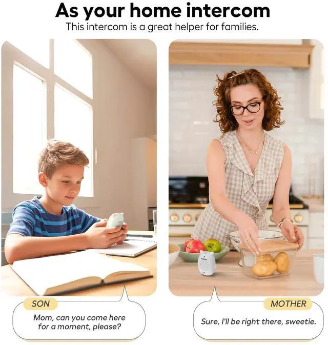 Alt view image 4 of 7 - Audio Baby Monitor with Rechargeable Battery, Full-Duplex Wireless Intercom with 1000Ft Range, Baby Monitor Audio Only with Clear Sound, Two-Way Talk - for Home, Kids, Elderly, Pets, Indoor/Outdoor