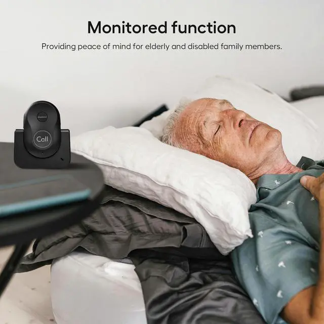 Alt view image 3 of 7 - Hosmart Intercoms Wireless for Home, 2024 New Rechargeable Full Duplex Caregiver Pager for Elderly Senior, Two-Way Real-time Talk, Portable Personal Alert, Call/Monitor Button for Home Safety(Black)
