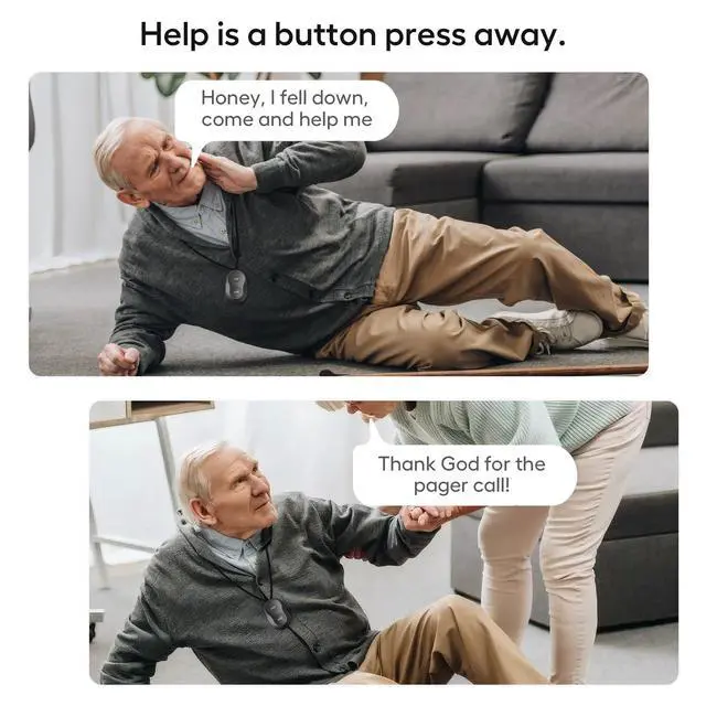 Alt view image 4 of 7 - Hosmart Intercoms Wireless for Home, 2024 New Rechargeable Full Duplex Caregiver Pager for Elderly Senior, Two-Way Real-time Talk, Portable Personal Alert, Call/Monitor Button for Home Safety(Black)