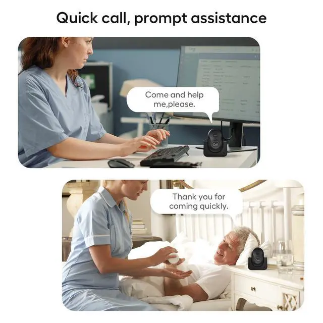 Alt view image 5 of 7 - Hosmart Intercoms Wireless for Home, 2024 New Rechargeable Full Duplex Caregiver Pager for Elderly Senior, Two-Way Real-time Talk, Portable Personal Alert, Call/Monitor Button for Home Safety(Black)