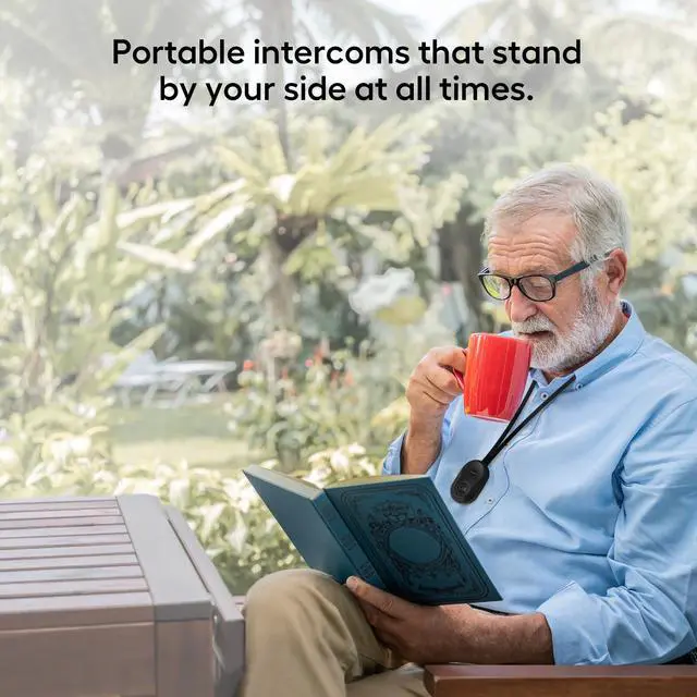 Alt view image 7 of 7 - Hosmart Intercoms Wireless for Home, 2024 New Rechargeable Full Duplex Caregiver Pager for Elderly Senior, Two-Way Real-time Talk, Portable Personal Alert, Call/Monitor Button for Home Safety(Black)