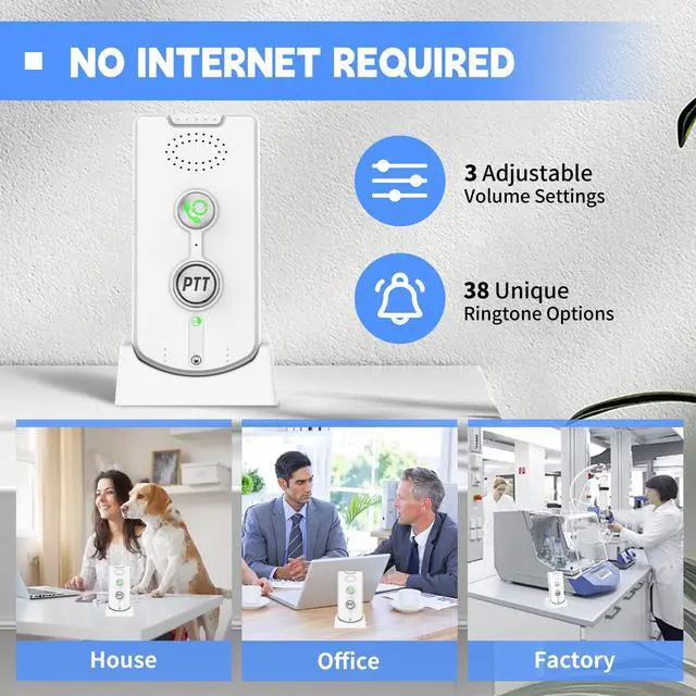 Alt view image 4 of 7 - 2 Way Intercom for Home,Wireless Intercom System Portable,Long Range,Push to Talk,3 Volume Control,Dual Channels,Intercoms for Home Office