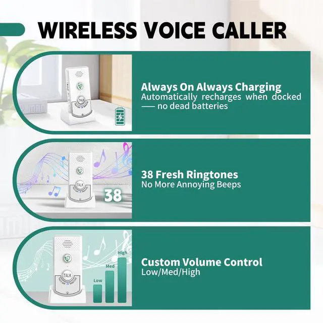 Alt view image 3 of 7 - 2 Way Voice Intercom, Long Range Wireless Intercomunicador Home Communication System Doorbell Unit, 100m Range Indoor Intercoms Calling System Room to Room Intercom for House, Hospital, Hotel