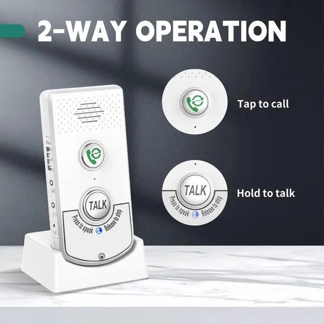 Alt view image 2 of 7 - 2 Way Voice Intercom, Long Range Wireless Intercomunicador Home Communication System Doorbell Unit, 100m Range Indoor Intercoms Calling System Room to Room Intercom for House, Hospital, Hotel