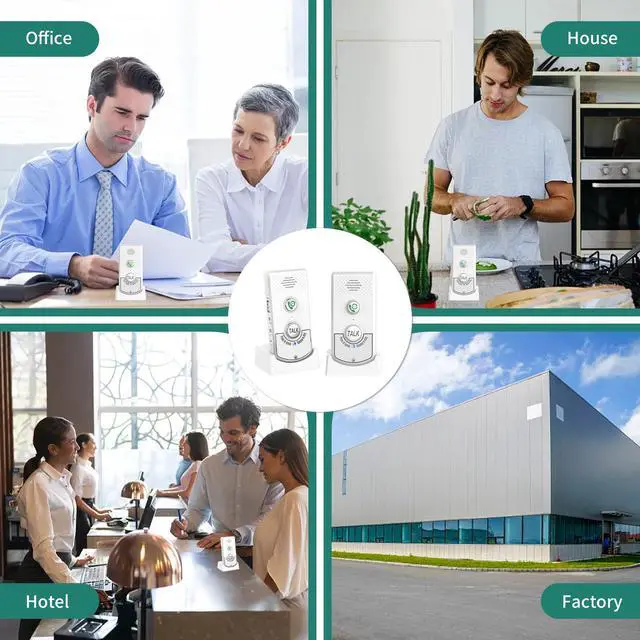 Alt view image 6 of 7 - 2 Way Voice Intercom, Long Range Wireless Intercomunicador Home Communication System Doorbell Unit, 100m Range Indoor Intercoms Calling System Room to Room Intercom for House, Hospital, Hotel