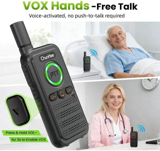 Alt view image 3 of 7 - ChunHee Wireless Intercom System, 2 Way Voice Intercom for Home, 1.5-Mile Long Range, 16 Channels Portable Intercom with VOX & SOS Alarm, Easy Install Intercom for Elderly, Business & Basement