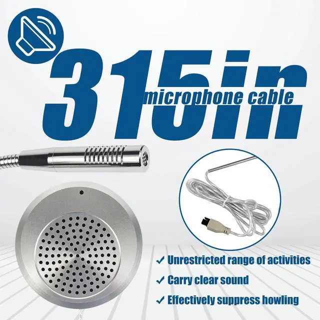 Alt view image 2 of 7 - Retekess TW102 Window Microphone Speakers, Window Intercom System, 8M Cable with Loud Outer Speaker, Intercom System for Business, Bank, School, Hospital