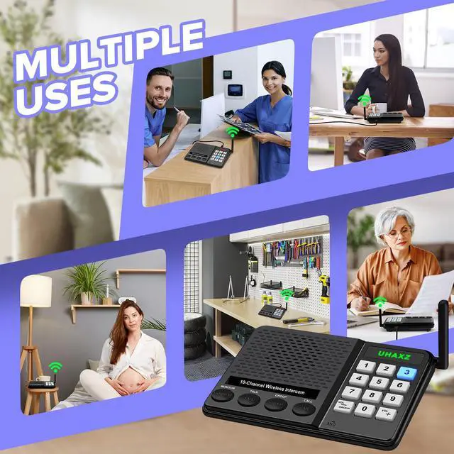 Alt view image 5 of 7 - UHAXZ Intercoms Wireless for Home, Long Range Wireless Intercom 6000ft, Intercoms for Home with Group Call, Monitor Function, 8 Volume Levels Intercom System for House Business Office Elderly(2 Packs)
