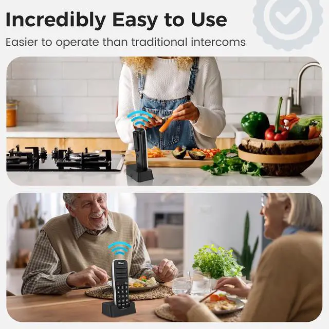 Alt view image 2 of 7 - Intercoms Wireless for Home, 1 Mile Long Range for House Business Office, Handheld Room to Room Communication System, Rechargeable Loud & Clear 10-Channel Anti-Interference Intercom System