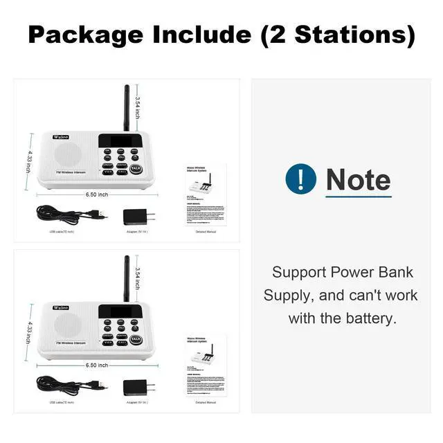 Alt view image 7 of 7 - Wuloo Intercoms Wireless for Home 1 Mile Range 22 Channel 100 Digital Code Display Screen, Wireless Intercom System for Home House Business Office, Room to Room Intercom Communication(2Station, White)