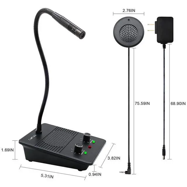 Alt view image 4 of 7 - CallToU Window Speaker Intercom System,Dual Way Anti-Interference Intercommunication Microphone Talk Through Glass Window,for Business,Bank,Office,Hospital,Counter,Store,Station,School and More