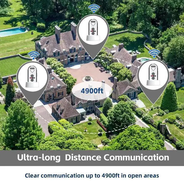Alt view image 5 of 7 - PANDAAR Intercoms Wireless for Home, 2 Way Intercom Communication 4900ft Long Range,Room to Room Intercom Wireless with 3 Volume Levels,20 Chimes Home Intercom System for Indoor Outdoor Use