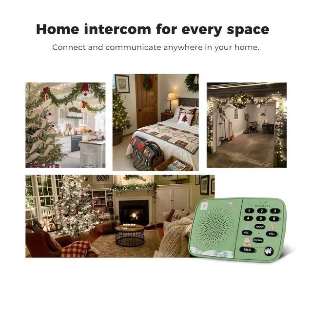 Alt view image 4 of 7 - Hosmart UltraSpeak Intercoms Wireless for Home, Holiday Christmas Edition Intercom System for Home Use, Clear Sound Intercom for Business with 1300 Ft Range, Gift Set for Family Friends Elderly(2Pack)