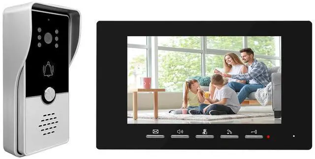 Main image of Wired Video Doorbell with Camera and Monitor Kits, intercom doorbell with camera, Dual-Way Video Intercom System with Night Vision Support Remote Unlock for Villa House Office Apartment (Silver Black)