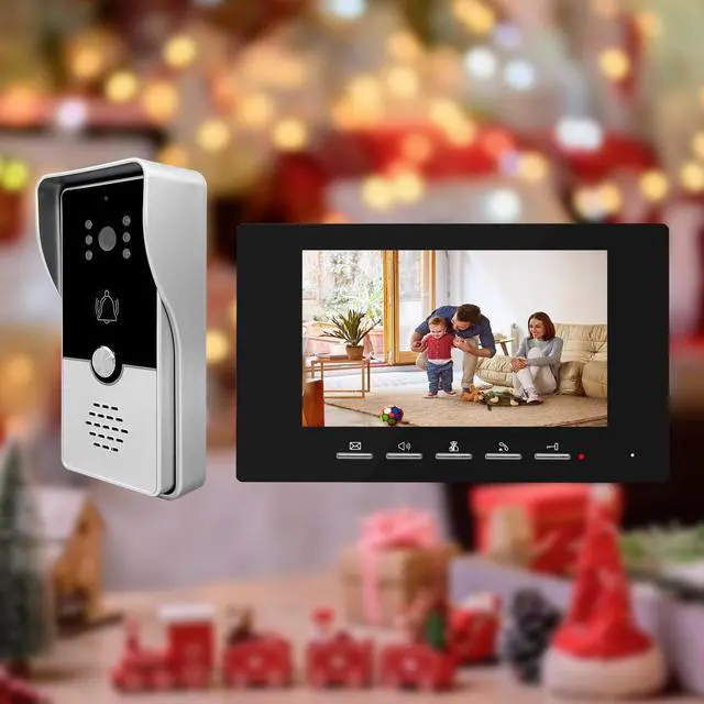 Alt view image 2 of 7 - Wired Video Doorbell with Camera and Monitor Kits, intercom doorbell with camera, Dual-Way Video Intercom System with Night Vision Support Remote Unlock for Villa House Office Apartment (Silver Black)