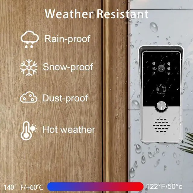 Alt view image 3 of 7 - Wired Video Doorbell with Camera and Monitor Kits, intercom doorbell with camera, Dual-Way Video Intercom System with Night Vision Support Remote Unlock for Villa House Office Apartment (Silver Black)