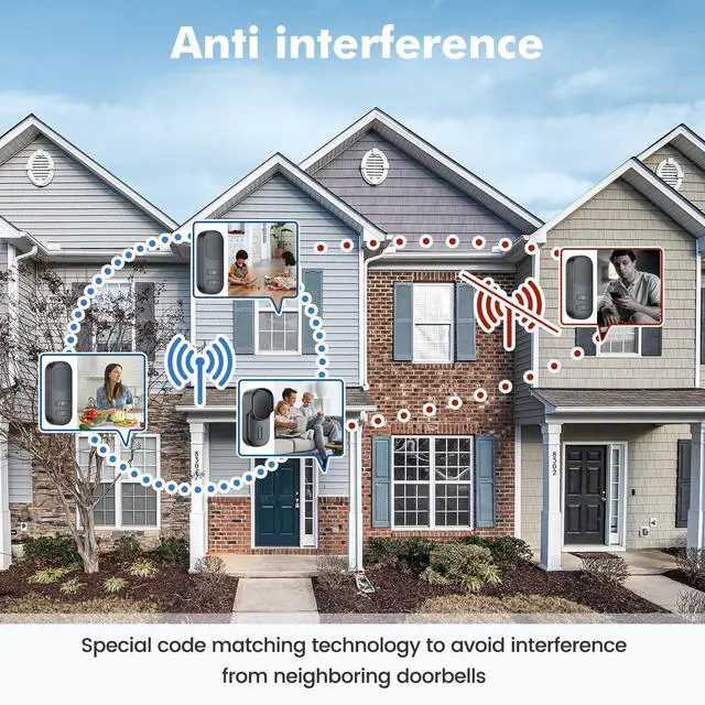 Alt view image 4 of 7 - Wuloo Hands Free Wireless Intercom Doorbell for Home Classroom, Two Way Intercomunicador Door bell Chime with 1/2 Mile Distance 4 Volume Levels 10 Chimes Battery Operated with Mute Mode, 1&2, Gray)