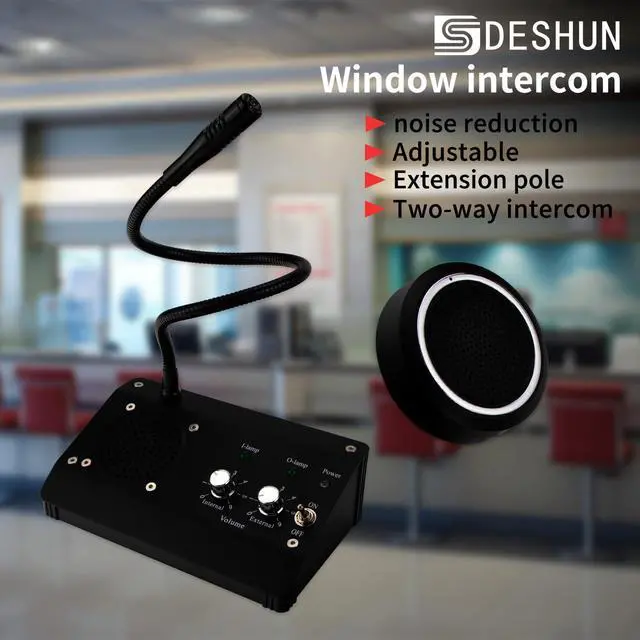 Alt view image 2 of 6 - DESHUN Window intercom, Window Speakers, 2 Way Window Counter intercom Microphone, for The Business/Bank/Office/Hospital/Station/Catering